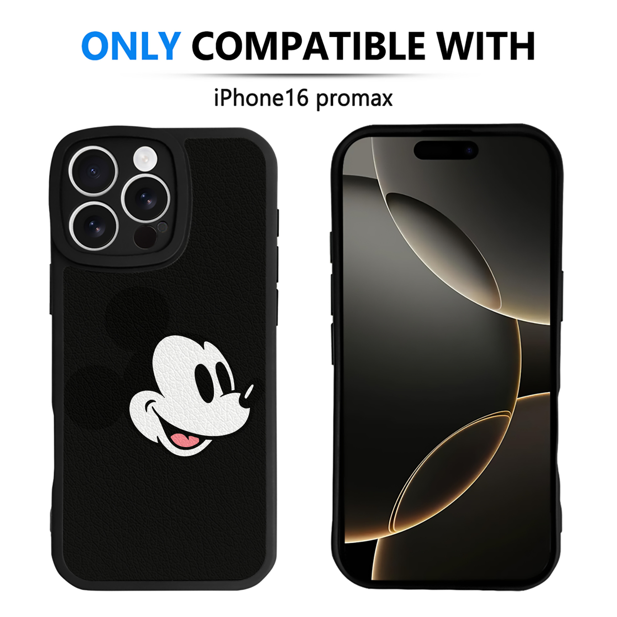 （画像用） ミッキーマウス Mickey Mouse 【iPhone 16シリーズ対応】シリコンスマホケース（レザー調） 材質：シリコン